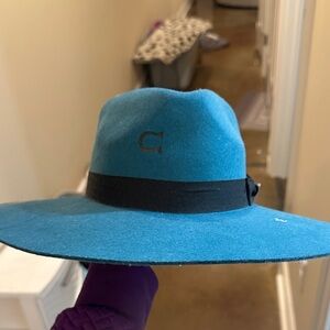 Blue Wide-Brimmed Hat